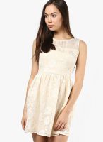 Latin Quarters Off White Colored Printed Skater Dress