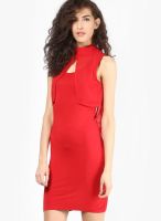 Latin Quarters Red Colored Solid Bodycon Dress