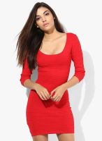 MANGO-Outlet Red Striped Bodycon Dress