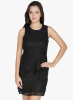 Mayra Black Colored Embroidered Bodycon Dress
