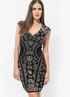 Miss Selfridge Black Colored Printed Bodycon Dress