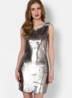 Miss Selfridge Silver Colored Embellished Bodycon Dress