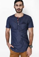 Mr Button Blue Denim Slim Fit Casual Shirt