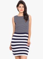Northern Lights Navy Blue Colored Striped Bodycon Dress