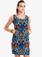 Nun Blue Printed Bodycon Dress