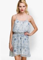 Oxolloxo Off White Colored Printed Skater Dress