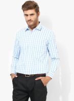 Peter England White Checks Regular Fit Formal Shirt