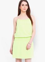 RIDRESS Green Colored Solid Skater Dress
