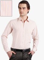 Solemio Pink Striped Slim Fit Casual Shirt