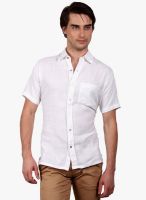 Solemio White Solid Slim Fit Casual Shirt