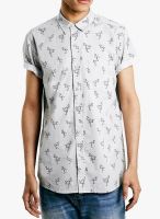 TOPMAN Grey Printed Regular Fit Casual Shirt