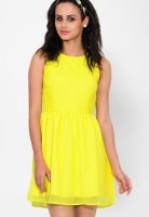 Yepme Yellow Colored Solid Skater Dress