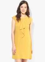 AND Mustard Yellow Solid Skater Dress Lining