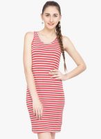 Alibi Red Colored Striped Bodycon Dress