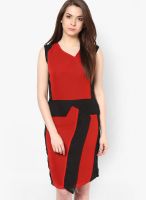 Athena Red Colored Solid Bodycon Dress