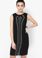 Atorse Black Colored Printed Bodycon Dress