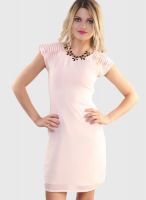 Belle Fille Peach Colored Solid Bodycon Dress