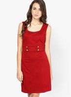 Besiva Maroon Colored Solid Bodycon Dress