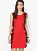 Besiva Red Colored Solid Bodycon Dress