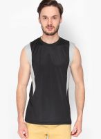 Campus Sutra Solid Black Sports Jersey