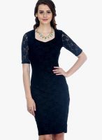Faballey Black Colored Embroidered Bodycon Dress