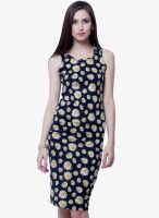 Faballey Black Colored Printed Bodycon Dress