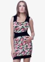 Faballey Black Colored Printed Bodycon Dress