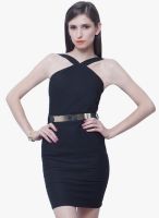 Faballey Black Colored Solid Bodycon Dress