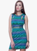 Faballey Green Colored Printed Bodycon Dress