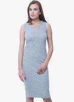 Faballey Grey Colored Solid Bodycon Dress