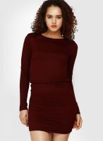 Faballey Red Colored Solid Bodycon Dress