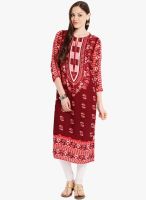 Folklore Maroon Printed Kurta