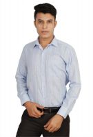 Helg Men's Solid Formal Linen Blue Shirt