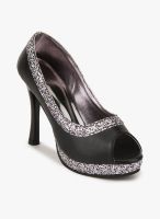 J Collection Black Glitter Stilettos