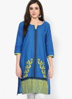 Karigari Blue Printed Kurta