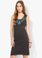 Latin Quarters Grey Colored Solid Bodycon Dress