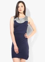 Latin Quarters Navy Blue Colored Solid Bodycon Dress