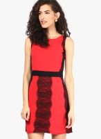 Latin Quarters Red Colored Embroidered Bodycon Dress