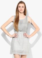 Pose It Grey Colored Printed Skater Dress