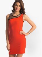 PrettySecrets Orange Colored Solid Bodycon Dress