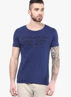 Selected Blue Printed Round Neck T-Shirts