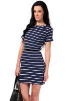 The Vanca Short Sleeve Stripe Blue Dress