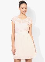 Vero Moda Pink Colored Embroidered Skater Dress