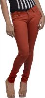 Zedon Slim Fit Fit Women's Red Jeans
