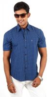 Barrier Reef Men's Checkered Casual Dark Blue, Green Shirt