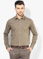 Blackberrys Olive Solid Slim Fit Formal Shirt