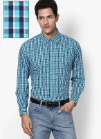 Cotton County Premium Checks Aqua Blue Formal Shirt
