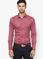 HANCOCK Peach Checks Slim Fit Formal Shirt