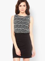 Harpa Black Colored Printed Bodycon Dress
