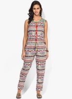 Haute Curry By Shoppers Stop Multicoloured Printed Jumpsuit With Belt
